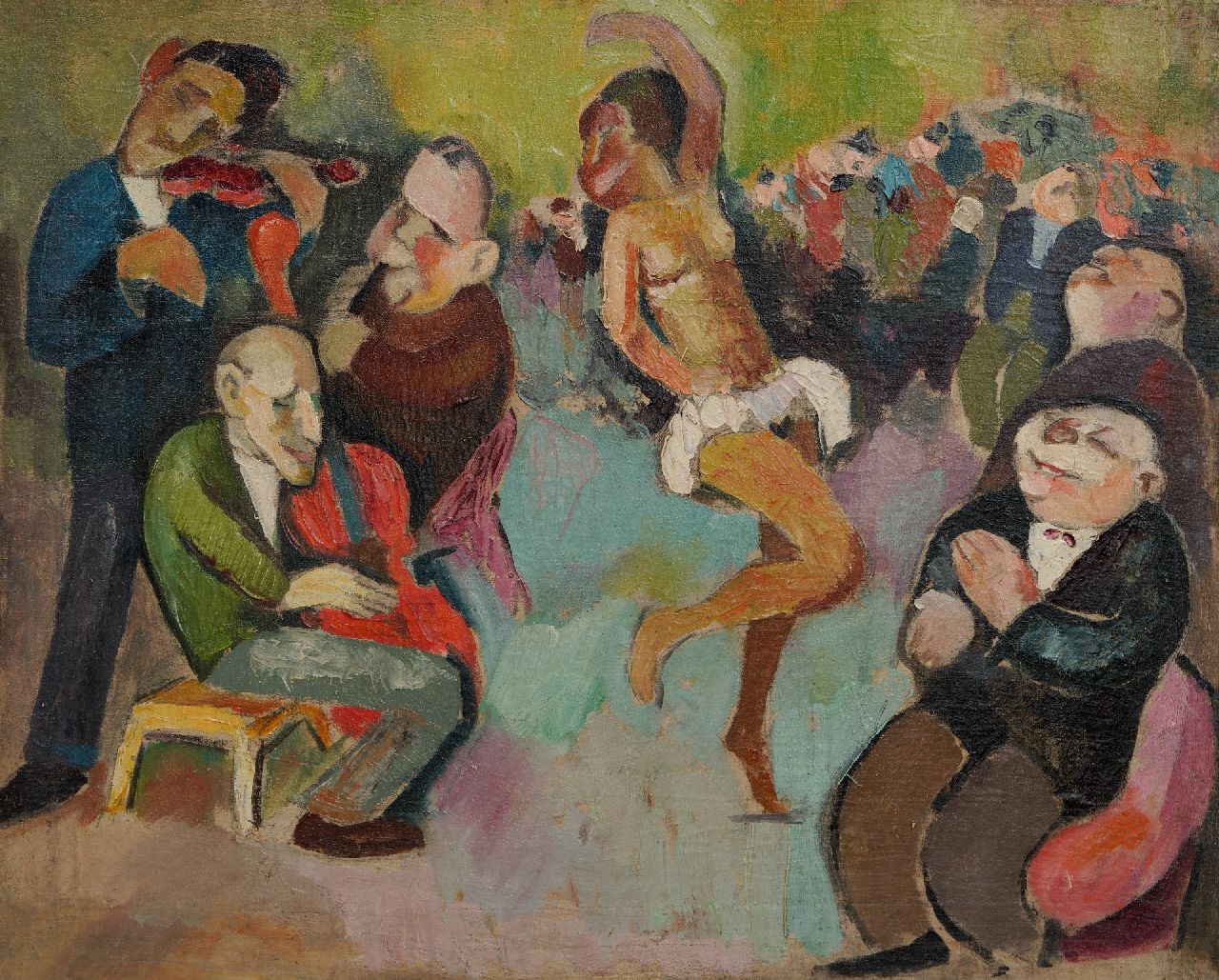 Albert-Lasard L.  | Lou Albert-Lasard | Schilderijen te koop aangeboden | Josephine Baker en trio, olieverf op paneel 51,0 x 62,0 cm