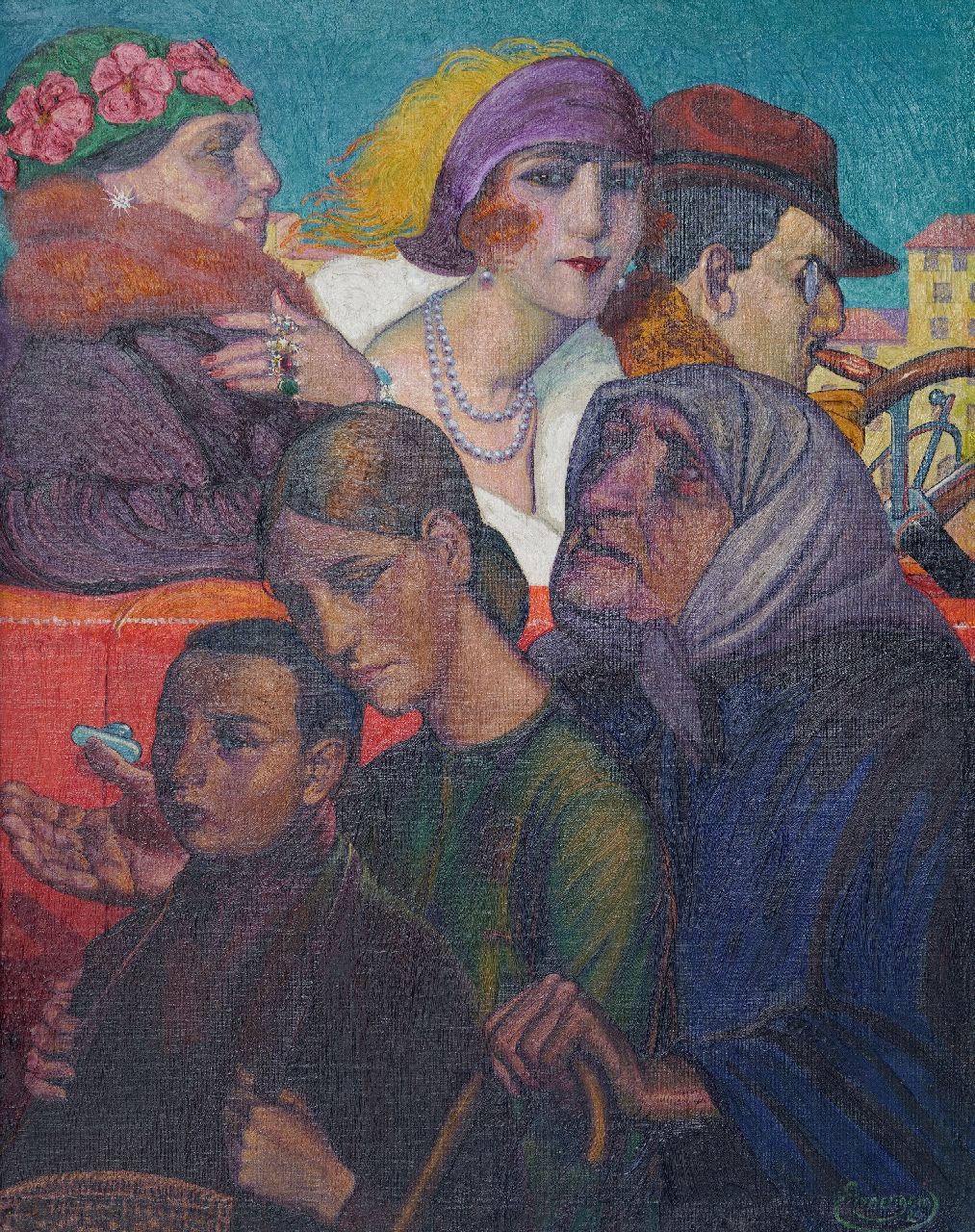 Ermengem F.  | Frans Ermengem | Schilderijen te koop aangeboden | Arm en rijk, olieverf op paneel 98,0 x 78,0 cm, gesigneerd rechtsonder en gedateerd '20