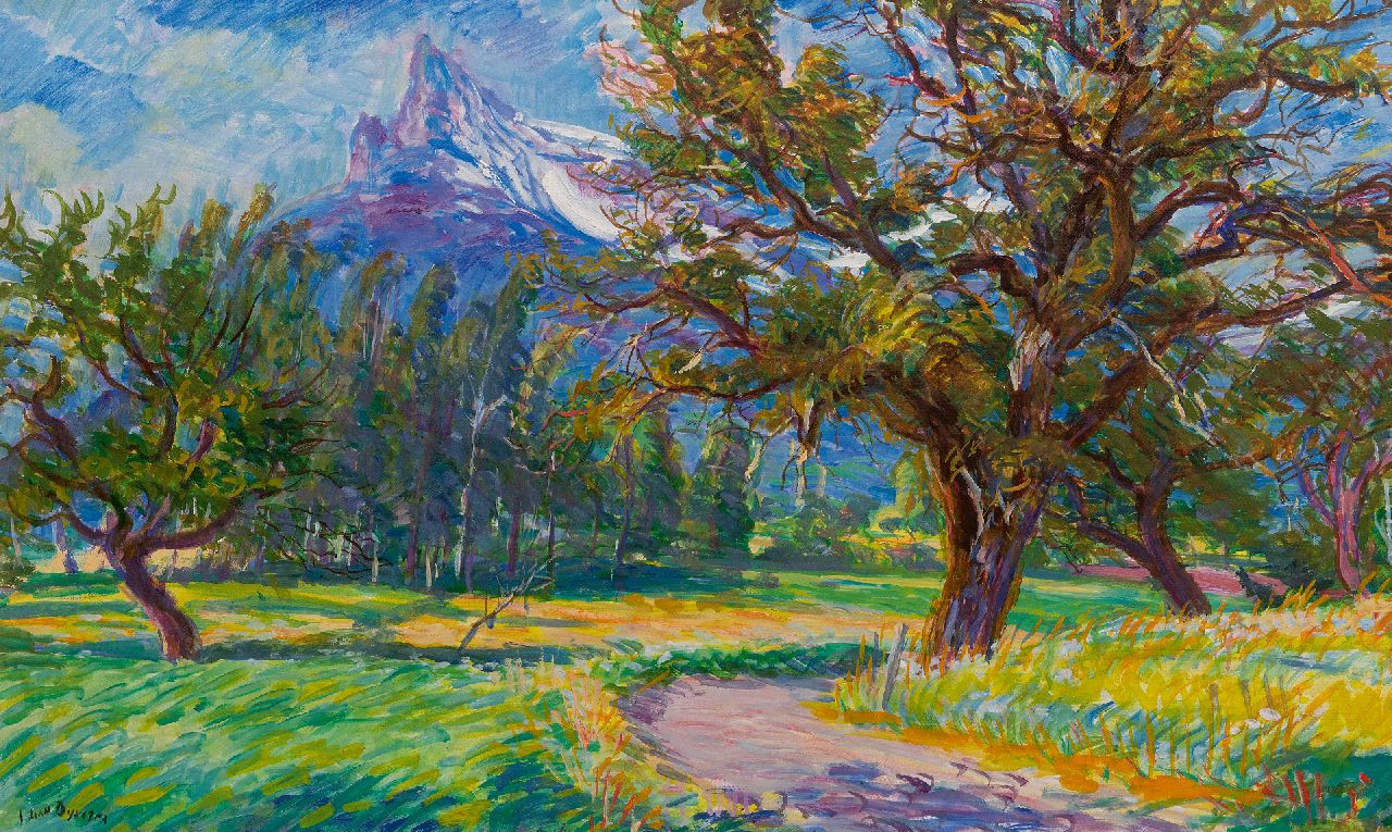 Dijkstra J.  | Johannes 'Johan' Dijkstra | Schilderijen te koop aangeboden | Zonnig berglandschap, olieverf op doek 60,0 x 100,0 cm, gesigneerd linksonder