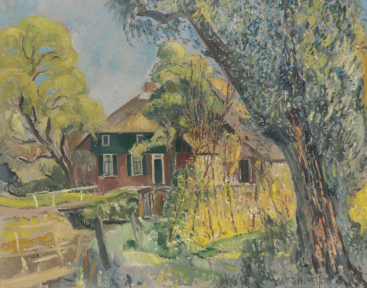 Filarski D.H.W.  | 'Dirk' Herman Willem Filarski | Schilderijen te koop aangeboden | Boerderij Giethoorn, olieverf op doek 65,3 x 81,5 cm, gesigneerd rechtsonder en gedateerd 1943