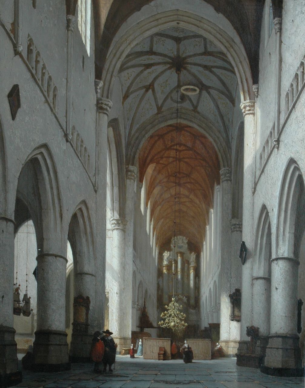 Schenkel J.J.  | Jan Jacob Schenkel | Schilderijen te koop aangeboden | Interieur van de St. Bavokerk, Haarlem, olieverf op paneel 77,4 x 61,0 cm, gesigneerd linksonder en te dateren ca. 1861-1875