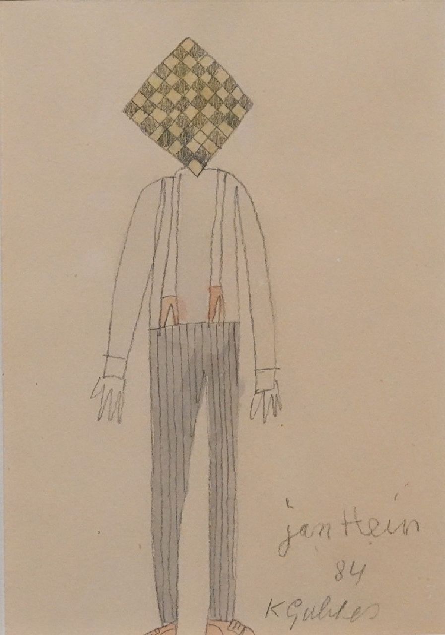 Gubbels K.  | Klaas Gubbels | Aquarellen en tekeningen te koop aangeboden | Portret van schaakgrootmeester Jan Hein Donner, potlood en aquarel op papier 13,0 x 9,0 cm, gesigneerd rechtsonder en gedateerd '84
