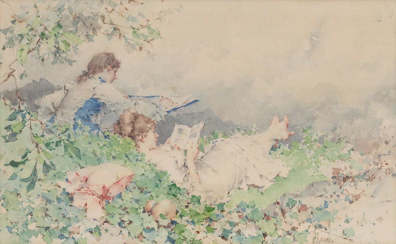 Kaemmerer F.H.  | Frederik Hendrik Kaemmerer | Aquarellen en tekeningen te koop aangeboden | De huwelijksreis, aquarel op papier 28,0 x 45,0 cm, gesigneerd rechtsonder