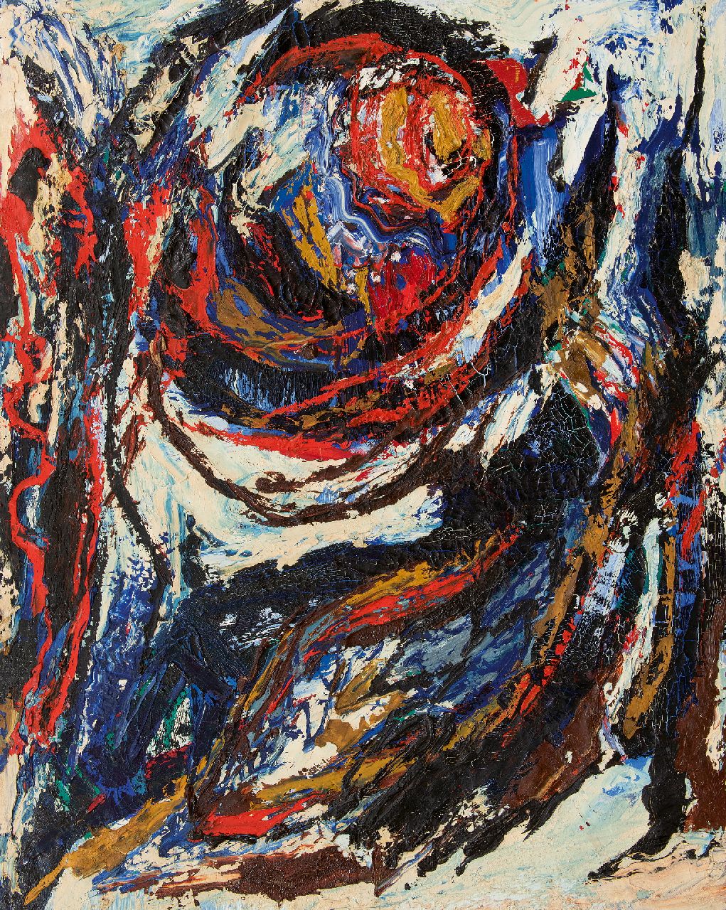 Hunziker F. | Frieda Hunziker | Schilderijen te koop aangeboden | Draaikolk, olieverf op doek 125,2 x 100,4 cm, gesigneerd op spieraam (tweemaal) en te dateren 1963 Hunziker F. | Frieda Hunziker | Schilderijen te koop aangeboden | Draaikolk, olieverf op doek 125,2 x 100,4 cm, gesigneerd op spieraam (tweemaal) en te dateren 1963