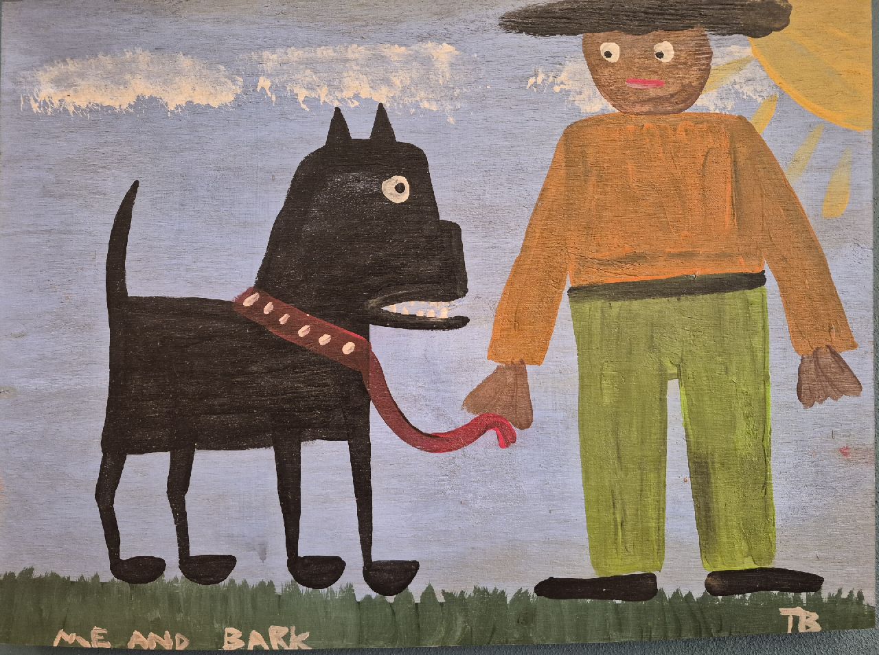 Brown T.  | Timothy 'Tim' Brown | Schilderijen te koop aangeboden | Me and bark, olieverf op paneel 34,3 x 45,5 cm, gesigneerd rechtsonder met initialen