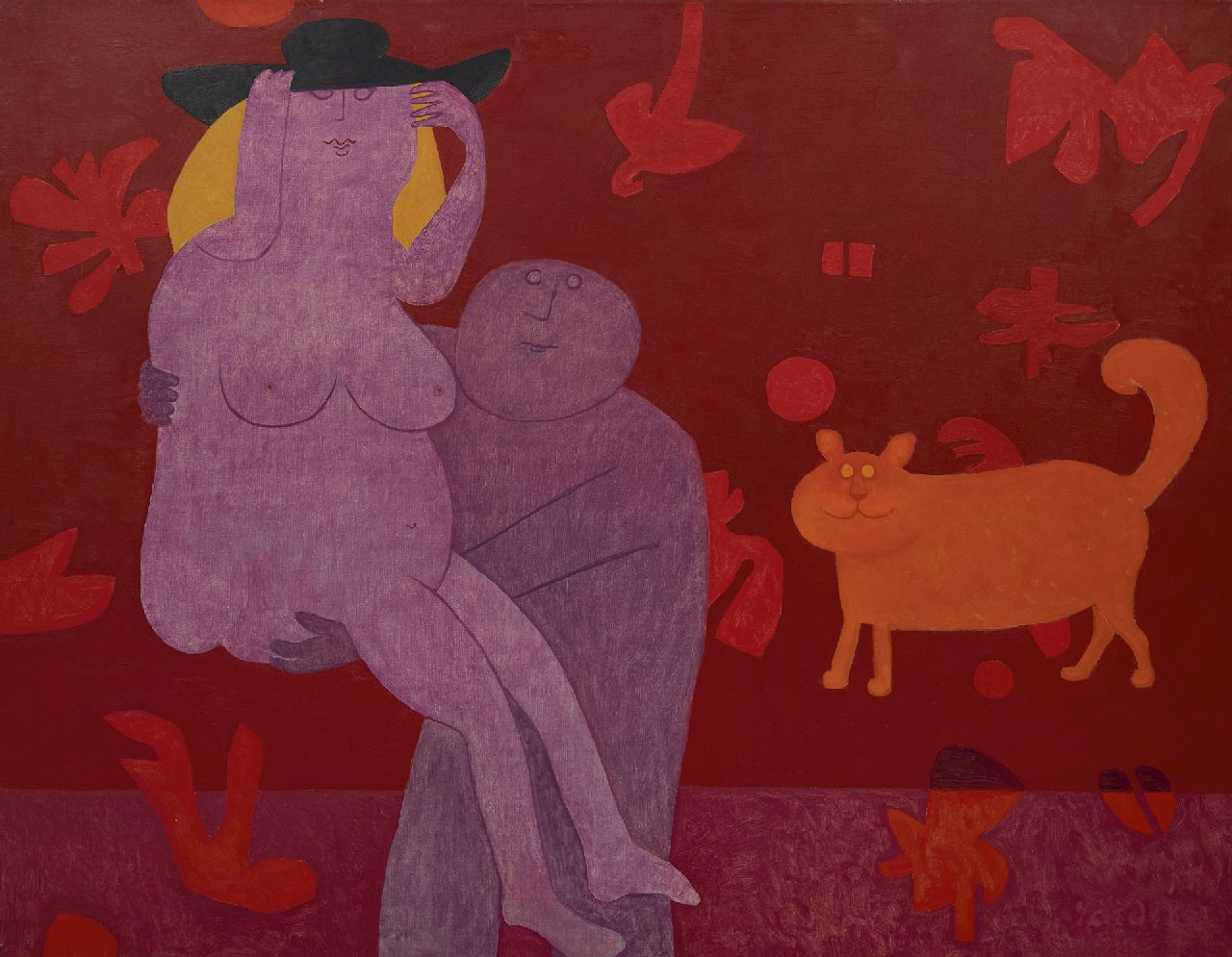 Roëde J.  | Jan Roëde | Schilderijen te koop aangeboden | Le moindre de ses soucis, acryl op doek 114,0 x 145,7 cm, gesigneerd rechtsonder en op spieraam en gedateerd '69