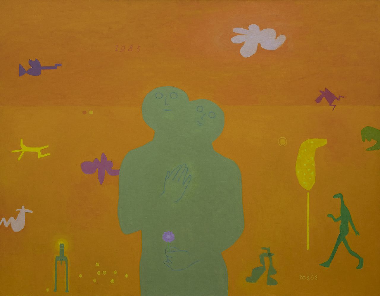 Roëde J.  | Jan Roëde | Schilderijen te koop aangeboden | Zonder titel, acryl op doek 114,1 x 146,0 cm, gesigneerd rechtsonder en gedateerd 1983