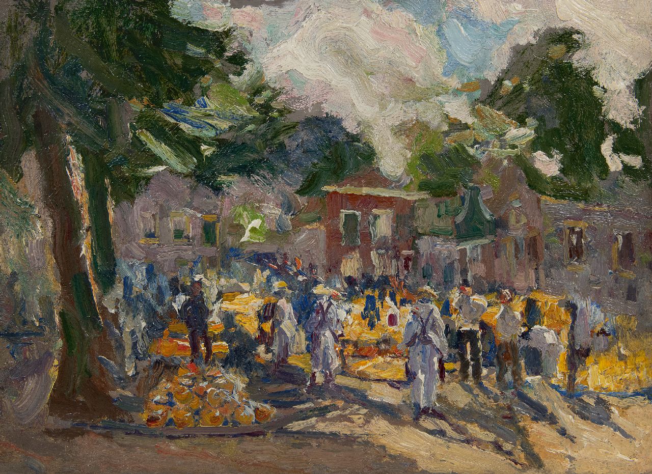 Dom P.L.C.  | Paulus Ludovicus Carolus 'Pol' Dom | Schilderijen te koop aangeboden | Kaasmarkt, olieverf op paneel 33,0 x 45,0 cm