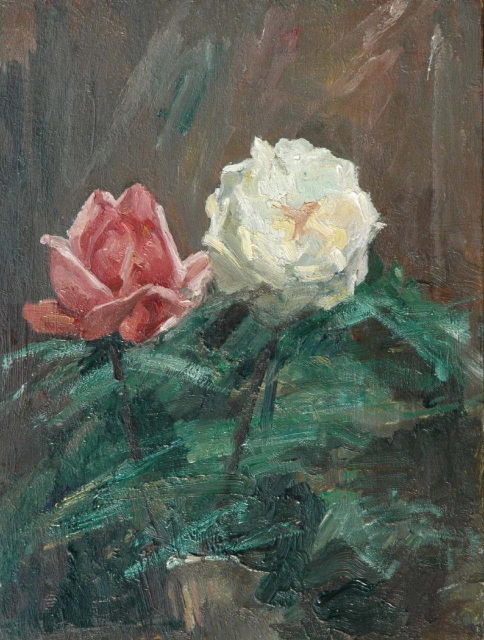 Frankfort E.  | Eduard Frankfort, Rozen, olieverf op paneel 36,0 x 27,3 cm