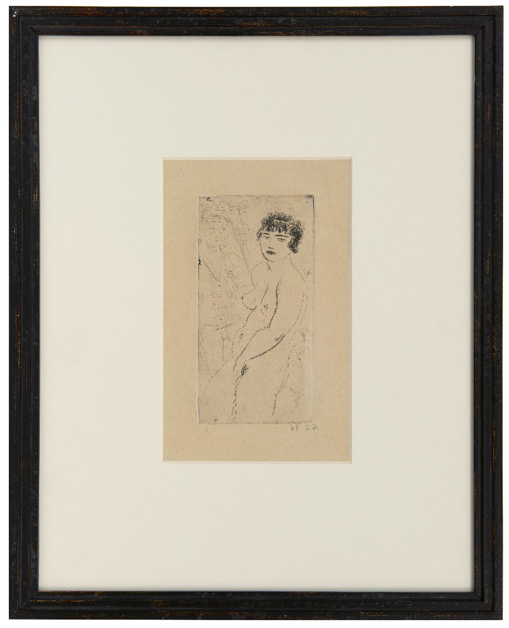 Sychra V.  | Vladimir Sychra | Prints and Multiples offered for sale | Female nude, etching on paper 14.7 x 7.3 cm, signed l.r. in pencil 'v.s.' and dated '27