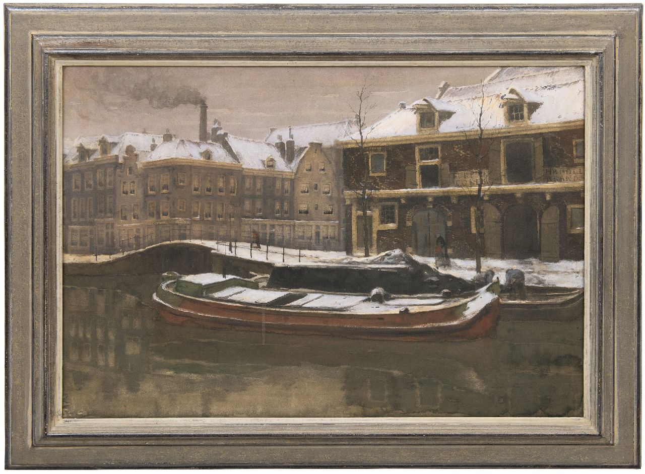 Witsen W.A. | 'Willem' Arnold Witsen | Aquarellen en tekeningen te koop aangeboden | Gezicht op een winterse gracht, aquarel op papier 56,0 x 78,7 cm Witsen W.A. | 'Willem' Arnold Witsen | Aquarellen en tekeningen te koop aangeboden | Gezicht op een winterse gracht, aquarel op papier 56,0 x 78,7 cm