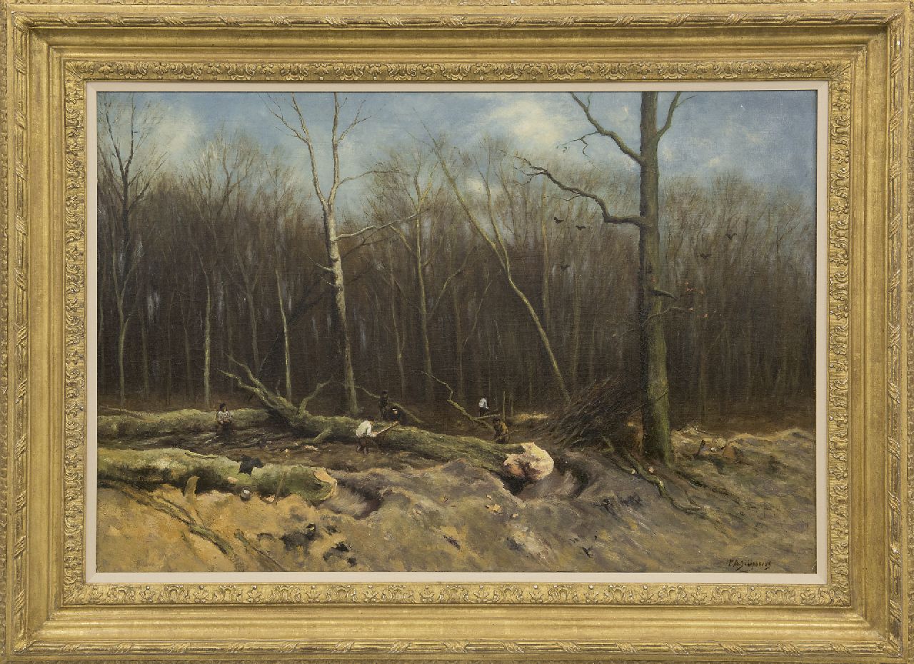 Schipperus P.A.  | Pieter Adrianus 'Piet' Schipperus | Paintings offered for sale | Woodcutters at work, oil on canvas 55.3 x 80.9 cm, signed l.r.