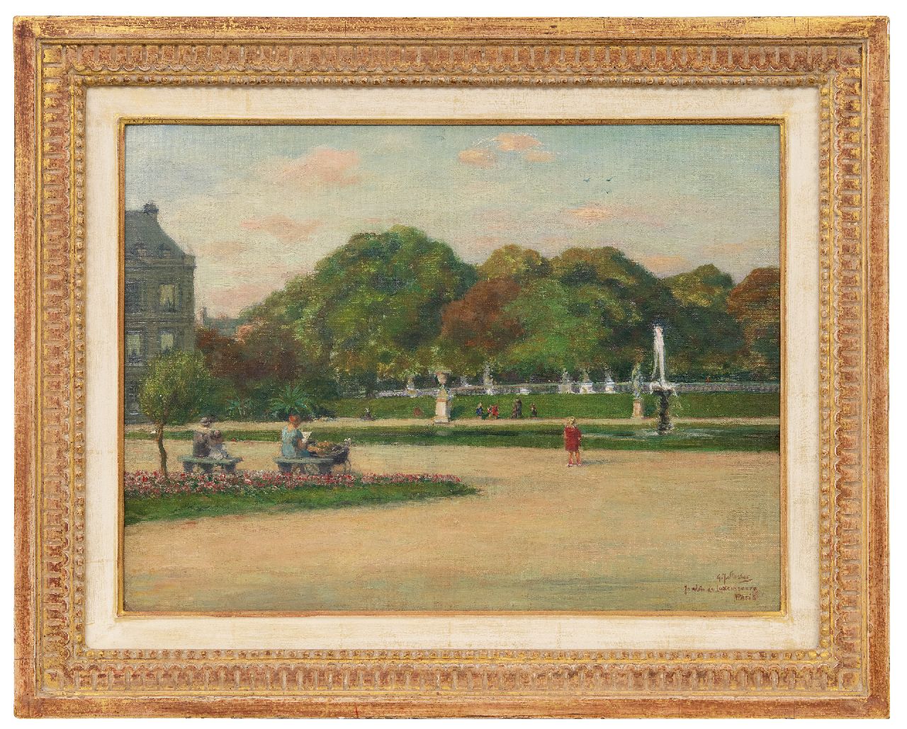 Staller G.J.  | Gerard Johan Staller | Paintings offered for sale | Jardin du Luxembourg, Paris, oil on canvas laid down on panel 35.8 x 48.2 cm, signed l.r.