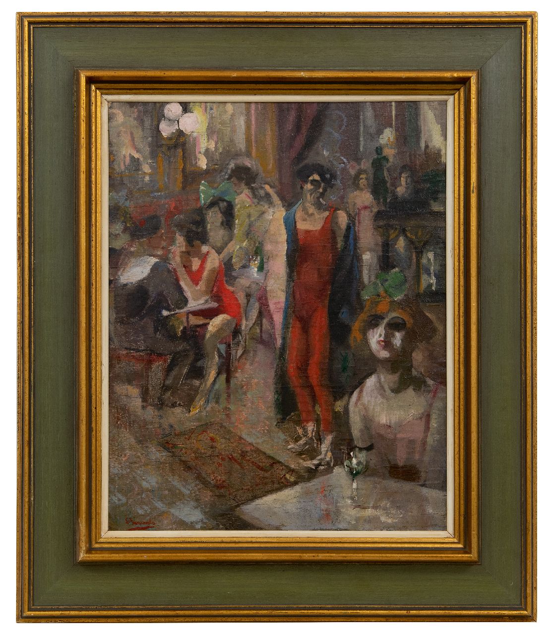Bervoets L.  | Leo Bervoets | Schilderijen te koop aangeboden | Artiestencafé, olieverf op paneel 49,2 x 38,5 cm, gesigneerd linksonder