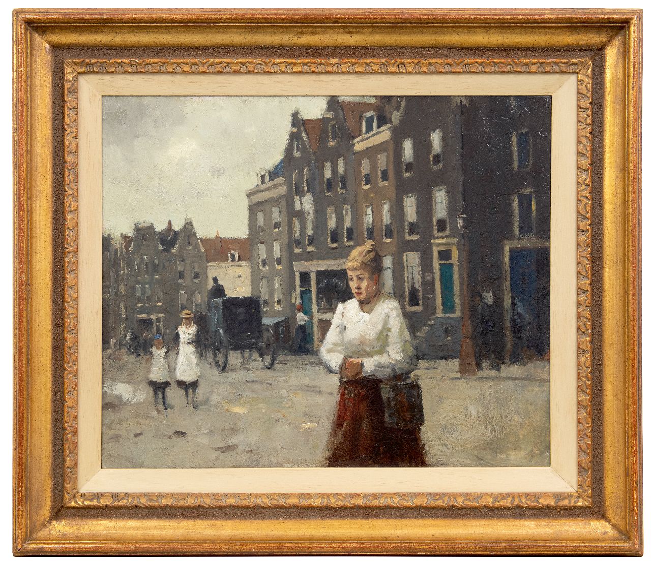 Ligtelijn E.J.  | Evert Jan Ligtelijn | Schilderijen te koop aangeboden | Stadsgezicht in Haarlem, olieverf op doek 51,1 x 60,4 cm