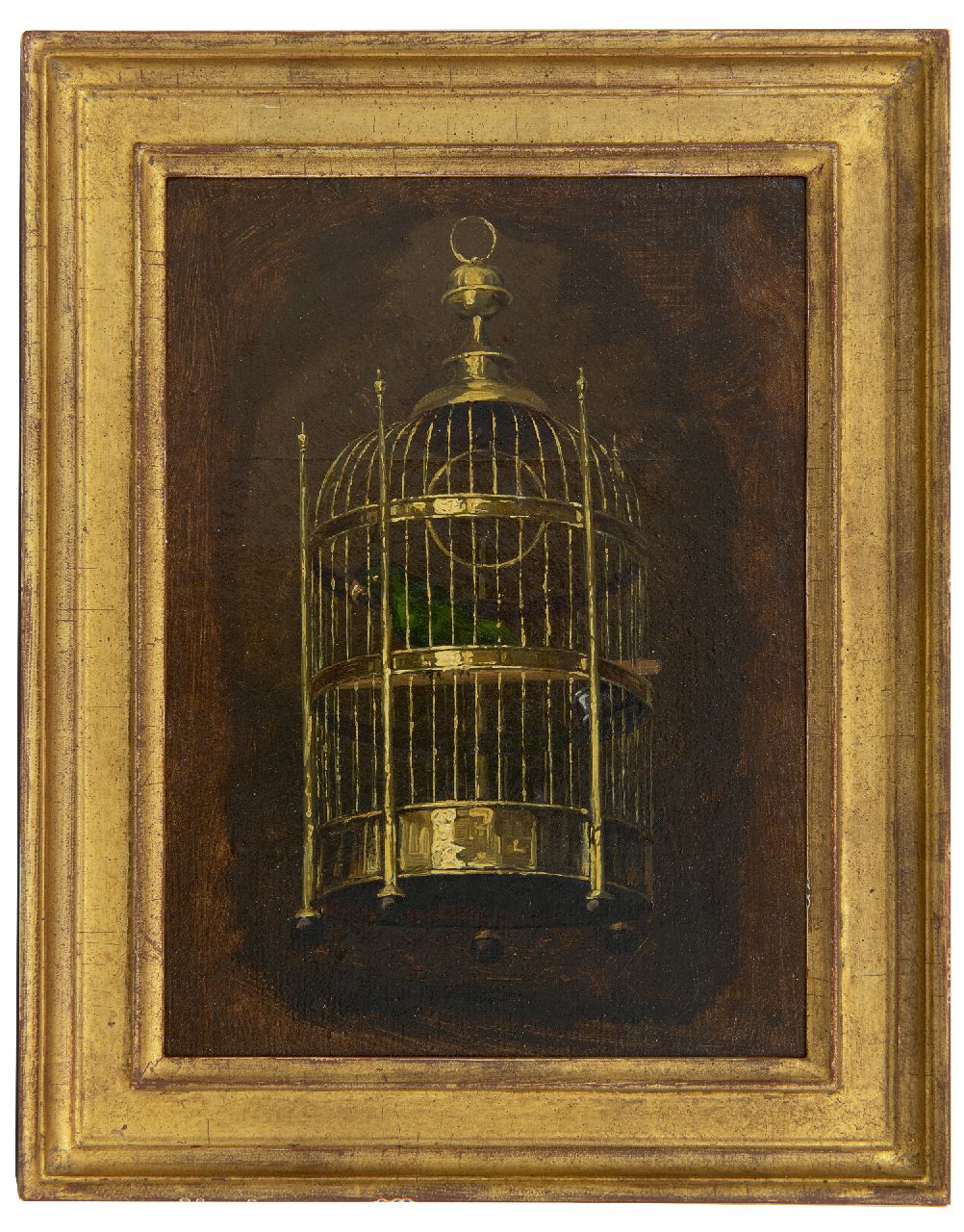 Savrij H.  | Hendrik Savrij | Paintings offered for sale | The parrot cage, oil on canvas laid down on panel 22.1 x 16.1 cm, signed l.r.