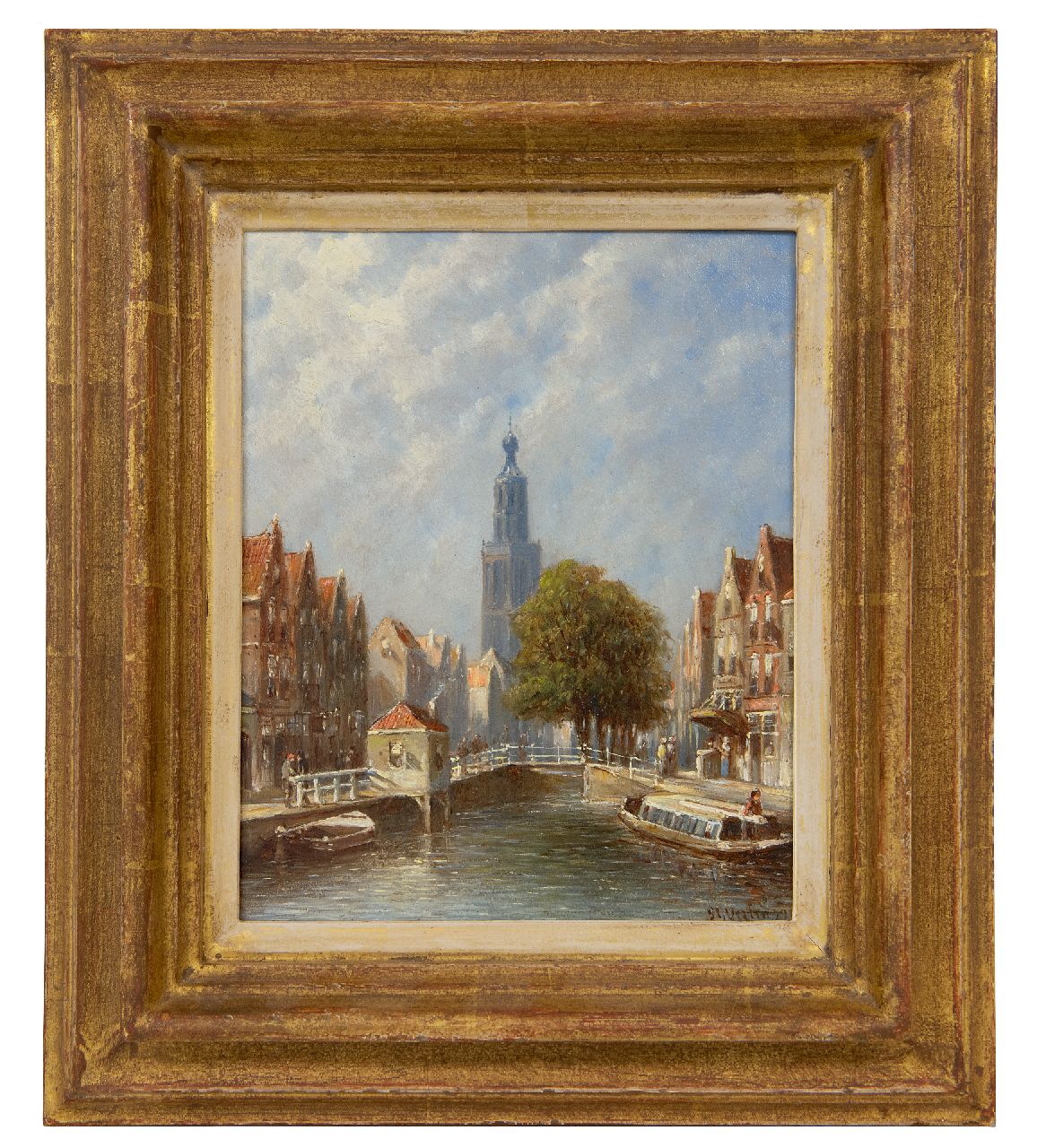 Vertin P.G. | Petrus Gerardus Vertin, Zomers stadsgezicht met de toren van de Goudse Sint-Janskerk, olieverf op paneel 20,2 x 16,0 cm, gesigneerd rechtsonder en gedateerd '93 Vertin P.G. | Petrus Gerardus Vertin, Zomers stadsgezicht met de toren van de Goudse Sint-Janskerk, olieverf op paneel 20,2 x 16,0 cm, gesigneerd rechtsonder en gedateerd '93