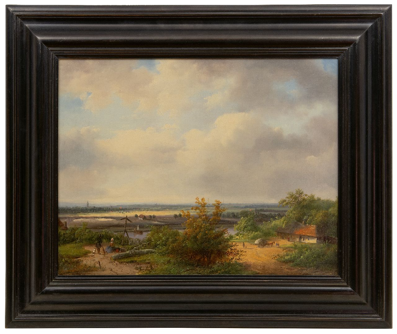 Velzen J.P. van | Johannes Petrus van Velzen | Schilderijen te koop aangeboden | Panoramisch rivierlandschap, olieverf op doek 37,0 x 47,0 cm, gesigneerd linksonder