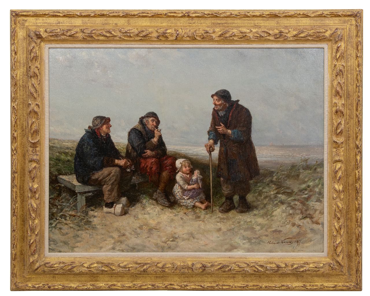 Verveer E.L.  | 'Elchanon' Leonardus Verveer | Schilderijen te koop aangeboden | De wijze raad, olieverf op doek 68,9 x 91,7 cm, gesigneerd rechtsonder en gedateerd 1877