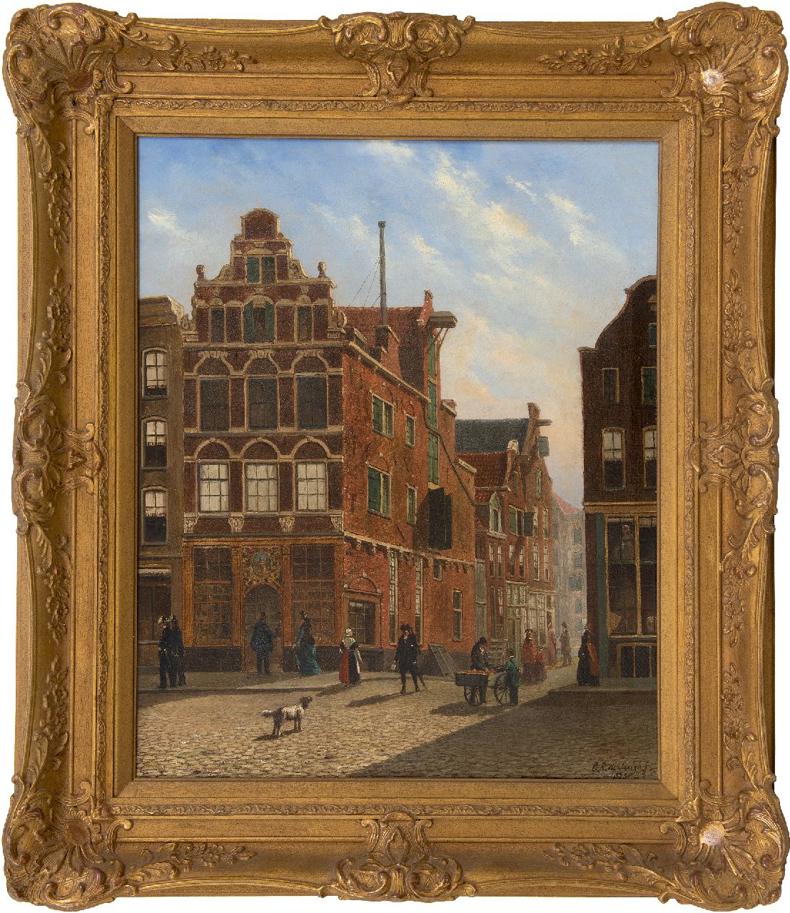Jongh O.R. de | Oene Romkes de Jongh | Paintings offered for sale | View in a Dutch town, oil on canvas 54.0 x 44.0 cm, signed l.r. and dated 1876