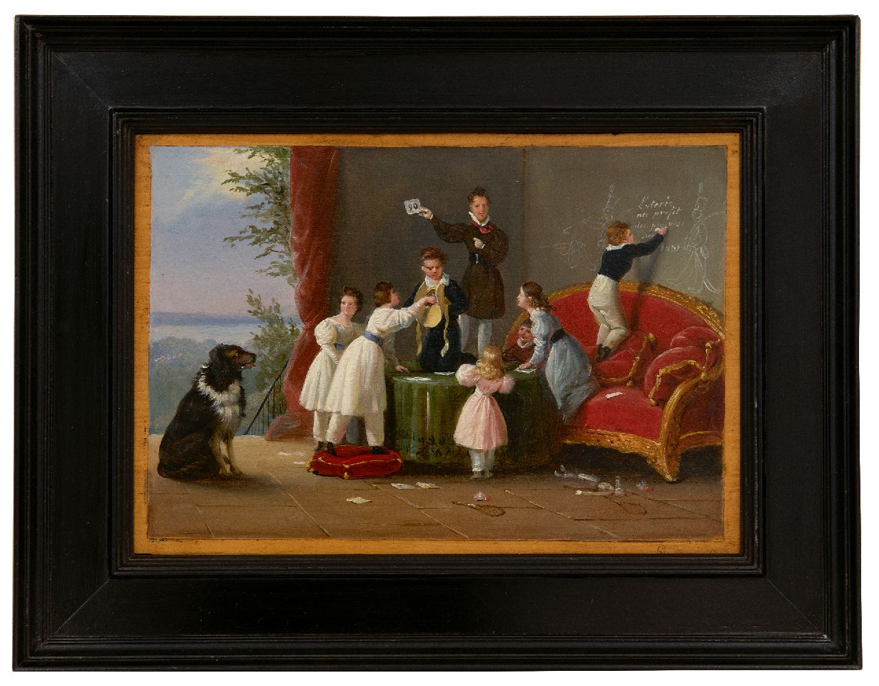 Pingret E.H.T.  | Édouard Henri Théophile Pingret | Schilderijen te koop aangeboden | De armenloterij, olieverf op paneel 17,5 x 25,3 cm, gesigneerd rechtsonder en gedateerd 1831, zonder lijst