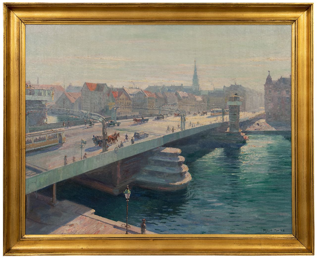 Panitzsch R.  | Robert Panitzsch | Paintings offered for sale | The new Knippelsbro Bridge in Copenhagen, oil on canvas 75.5 x 95.6 cm, signed l.r. and dated '38