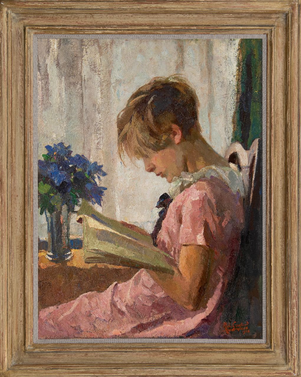 Graafland R.A.A.J.  | Robert Archibald Antonius Joan 'Rob' Graafland, Reading girl, oil on canvas 80.5 x 60.3 cm, signed l.r. and dated 1936