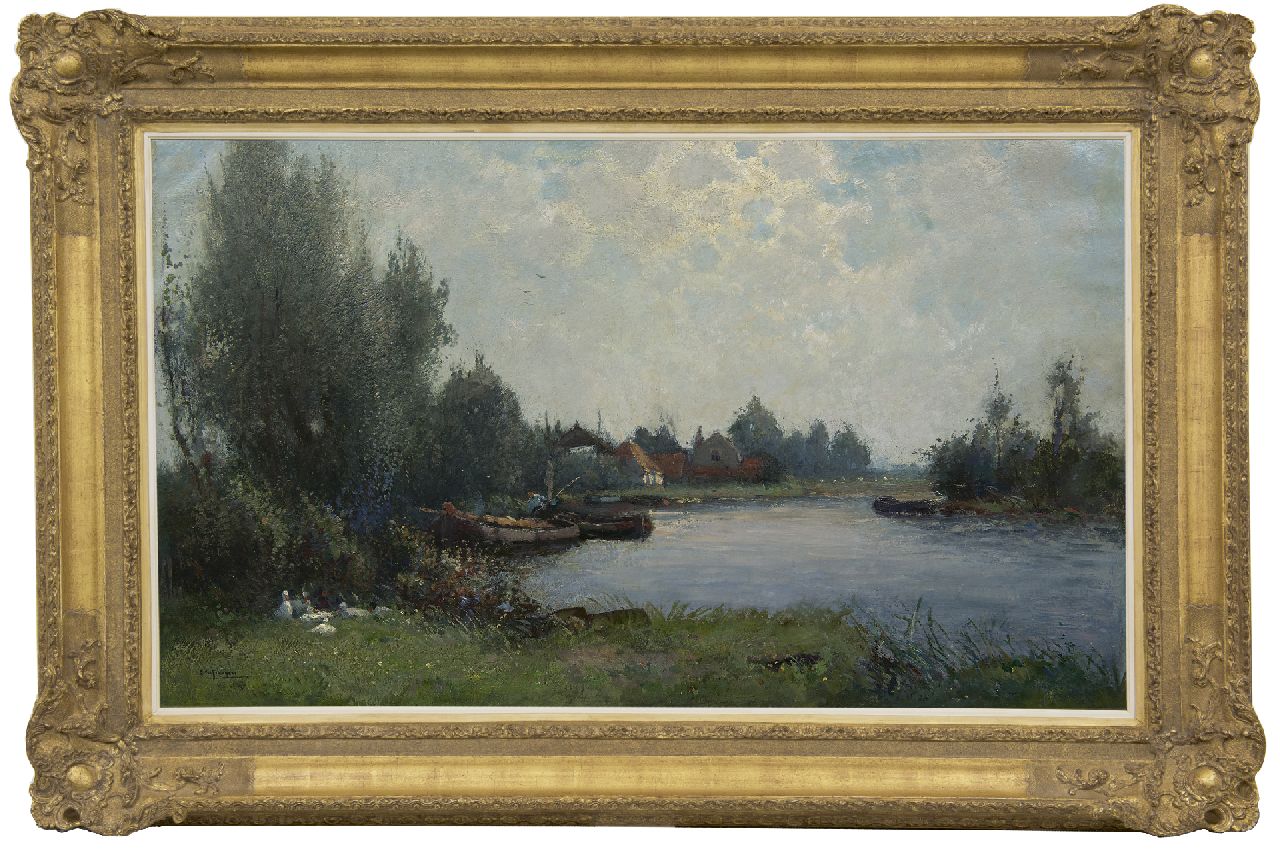 Schagen G.F. van | Gerbrand Frederik van Schagen | Schilderijen te koop aangeboden | Morgenstond bij De Kaag, olieverf op doek 65,5 x 110,5 cm, gesigneerd linksonder en op spieraam gedateerd 1916