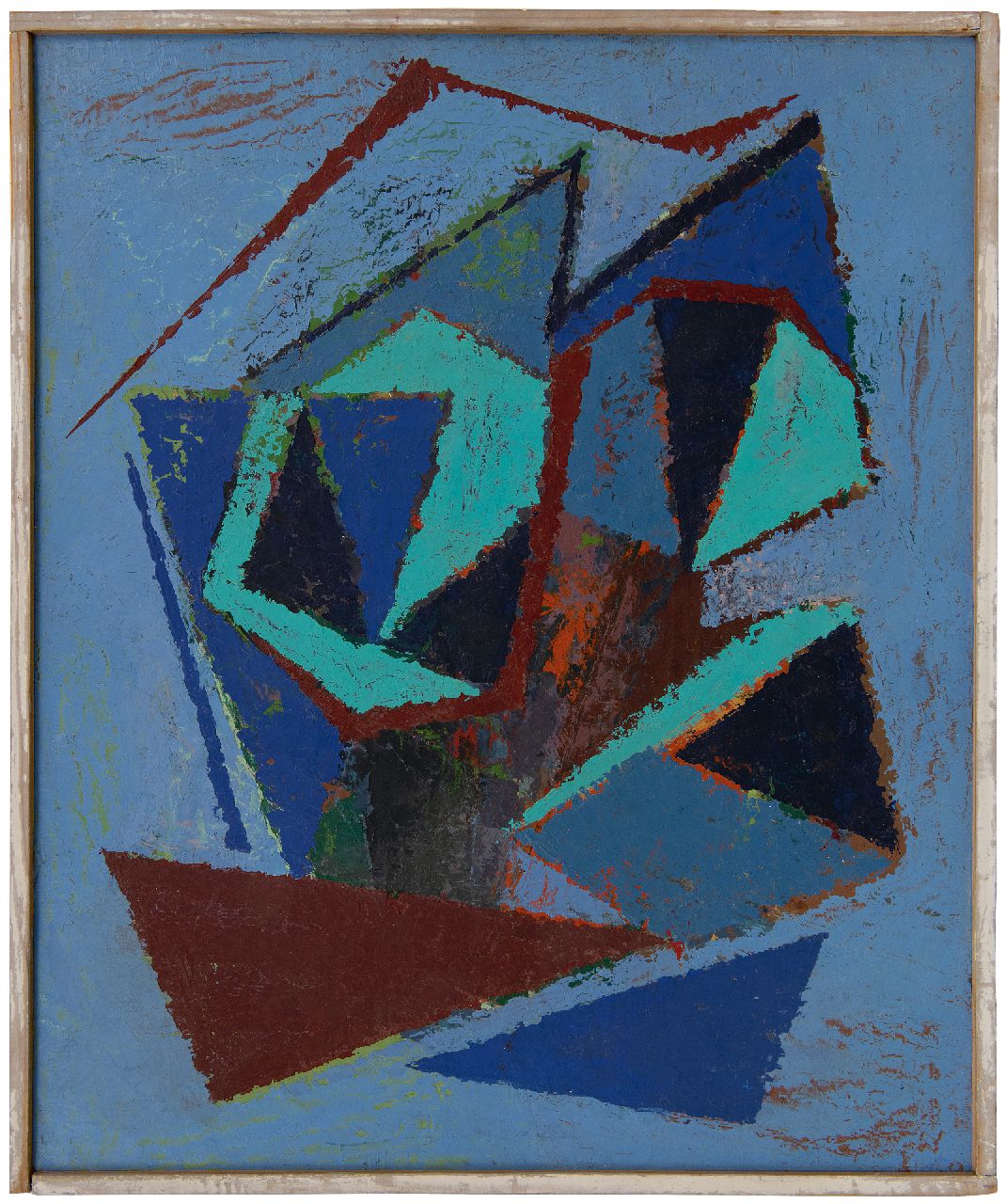 Hunziker F.  | Frieda Hunziker | Schilderijen te koop aangeboden | Compositie, olieverf op schildersboard 54,2 x 45,4 cm, gesigneerd verso en te dateren 1948