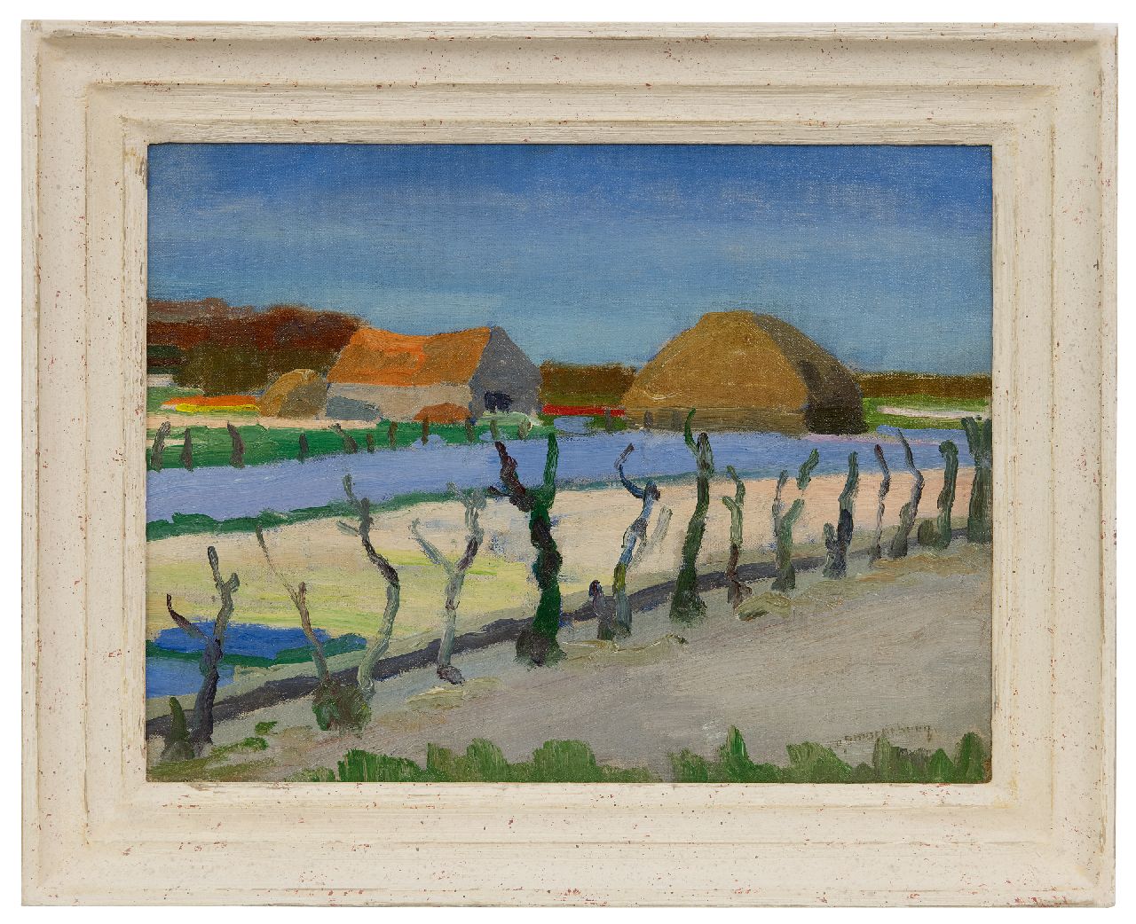Smorenberg D.  | Dirk Smorenberg, Bloeiende bollenvelden, olieverf op doek 30,2 x 39,9 cm, gesigneerd rechtsonder en ca 1925