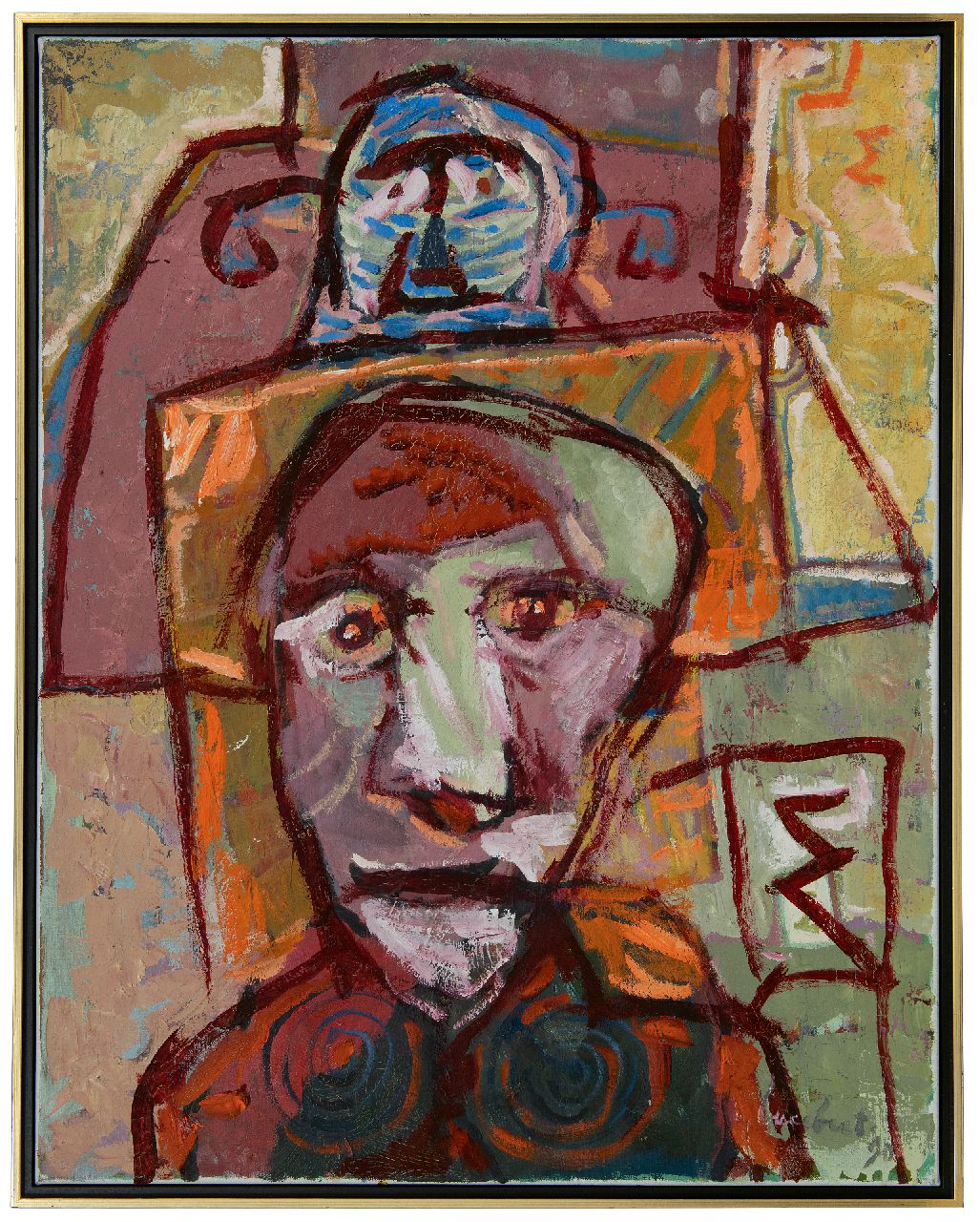 Lucebert (Lubertus Jacobus Swaanswijk)   | Lucebert (Lubertus Jacobus Swaanswijk) | Schilderijen te koop aangeboden | Bergen, olieverf op doek 89,8 x 70,1 cm, gesigneerd rechtsonder en gedateerd '90