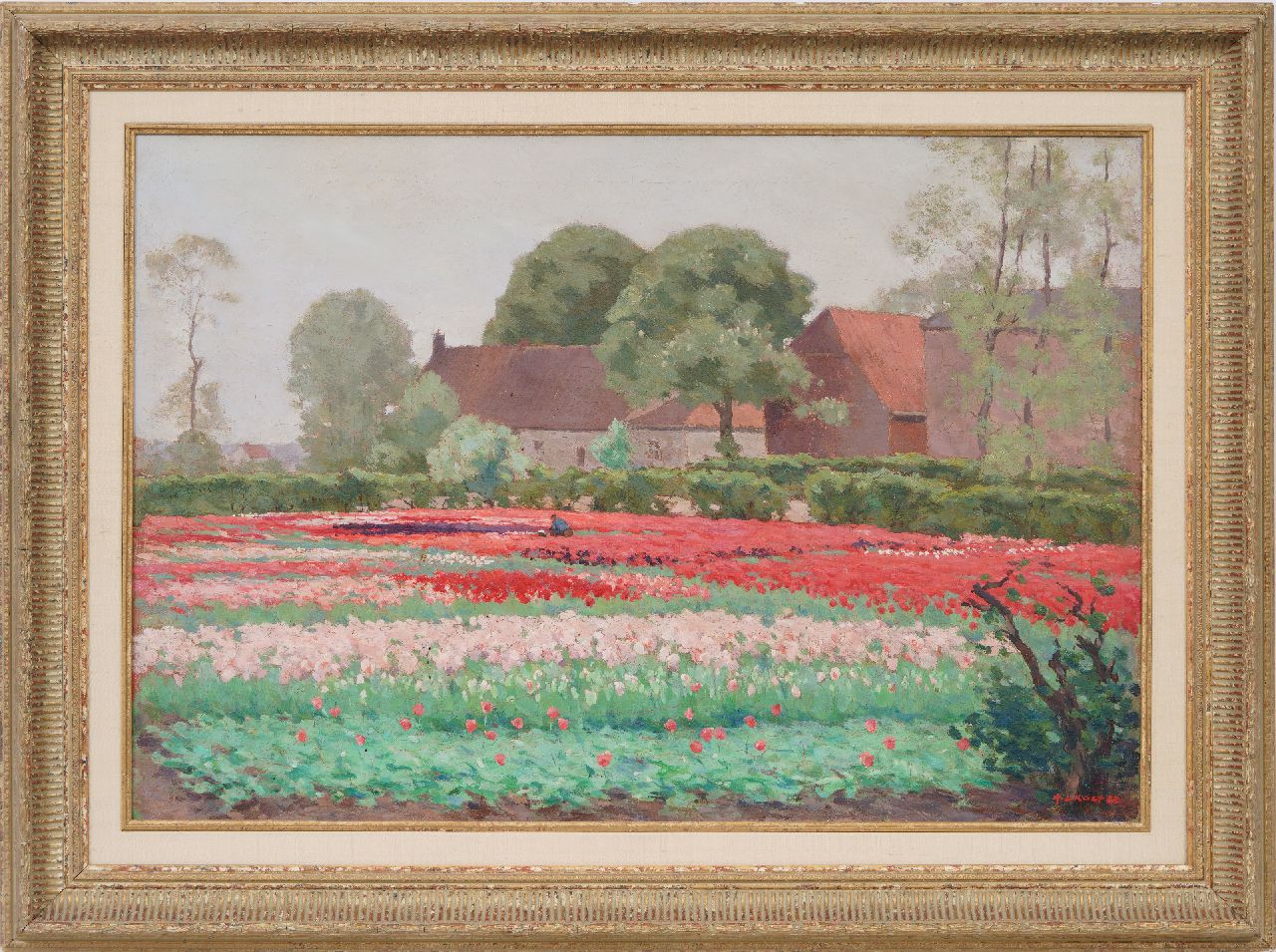 Koster A.L.  | Anton Louis 'Anton L.' Koster | Schilderijen te koop aangeboden | Veld met rode en roze tulpen, olieverf op doek 52,3 x 76,3 cm, gesigneerd rechtsonder