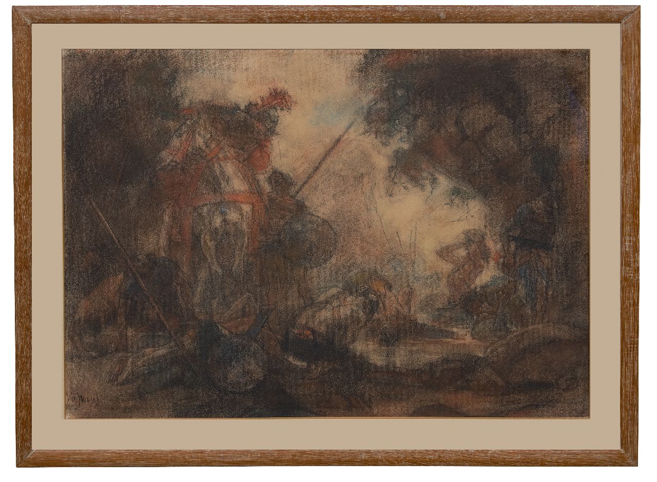 Jurres J.H.  | Johannes Hendricus Jurres, After the battle, pastel on paper 54.2 x 73.2 cm, signed l.l.