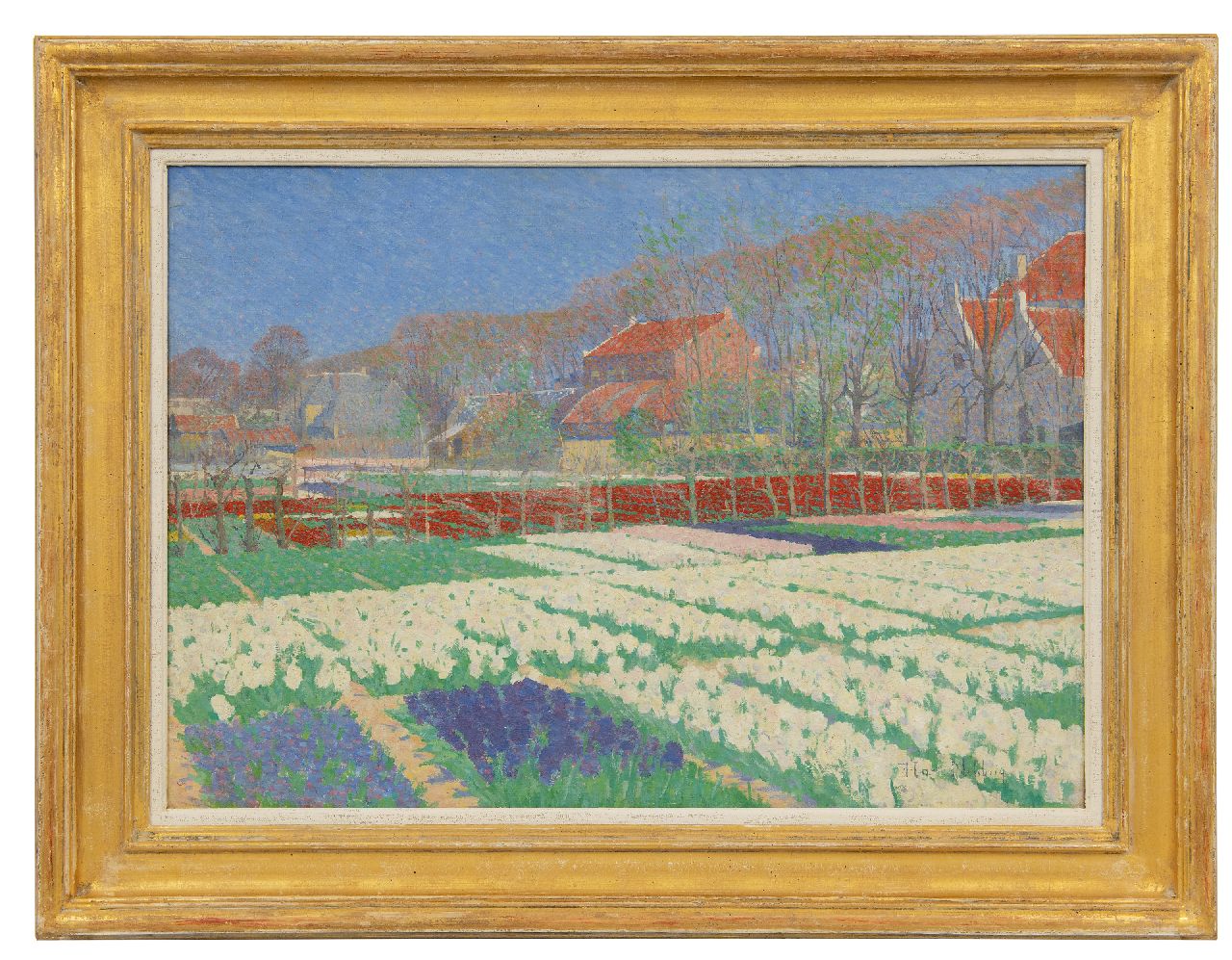 Hart Nibbrig F.  | Ferdinand Hart Nibbrig | Schilderijen te koop aangeboden | Bollenvelden in Bennebroek, olieverf op doek 51,1 x 71,3 cm, gesigneerd rechtsonder en te dateren ca. 1900