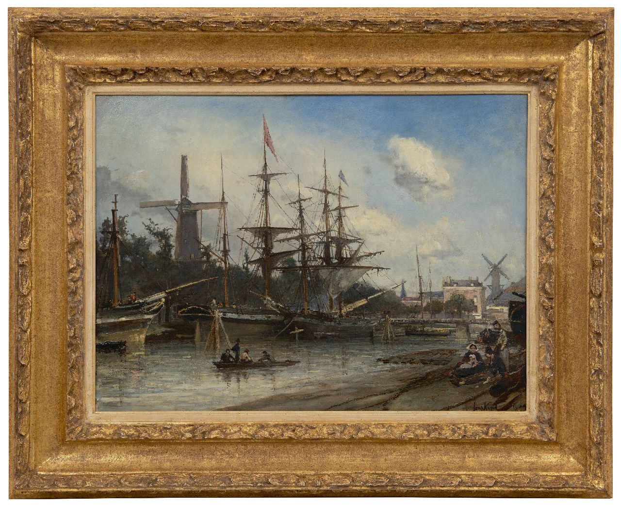 Jongkind J.B.  | Johan Barthold Jongkind | Schilderijen te koop aangeboden | Afgemeerde schepen in de haven van Rotterdam, olieverf op doek 42,0 x 56,1 cm, gesigneerd rechtsonder (dubbel) en gedateerd 1857 Jongkind J.B.  | Johan Barthold Jongkind | Schilderijen te koop aangeboden | Afgemeerde schepen in de haven van Rotterdam, olieverf op doek 42,0 x 56,1 cm, gesigneerd rechtsonder (dubbel) en gedateerd 1857