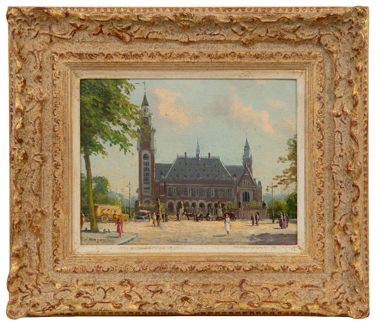 Wagemans P.J.A.  | 'Piet' Johannes Alexander Wagemans | Schilderijen te koop aangeboden | Gezicht op het Vredespaleis in Den Haag, olieverf op paneel 18,5 x 24,3 cm, gesigneerd linksonder en zonder lijst