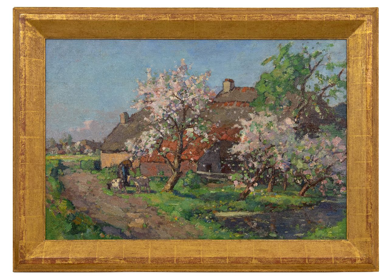 Leeuwen H. van | Hendrik 'Henk' van Leeuwen | Schilderijen te koop aangeboden | Voorjaar bij Montfoort, olieverf op doek 60,8 x 90,9 cm, gesigneerd rechtsonder