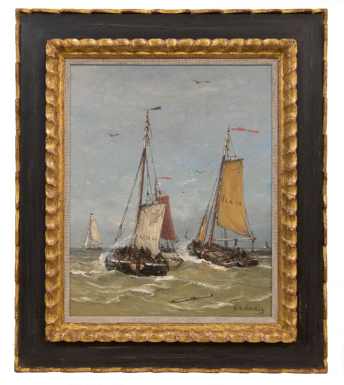 Mesdag H.W. | Hendrik Willem Mesdag | Schilderijen te koop aangeboden | Het vertrek van de vissersvloot, Scheveningen, olieverf op doek 50,5 x 40,5 cm, gesigneerd rechtsonder Mesdag H.W. | Hendrik Willem Mesdag | Schilderijen te koop aangeboden | Het vertrek van de vissersvloot, Scheveningen, olieverf op doek 50,5 x 40,5 cm, gesigneerd rechtsonder