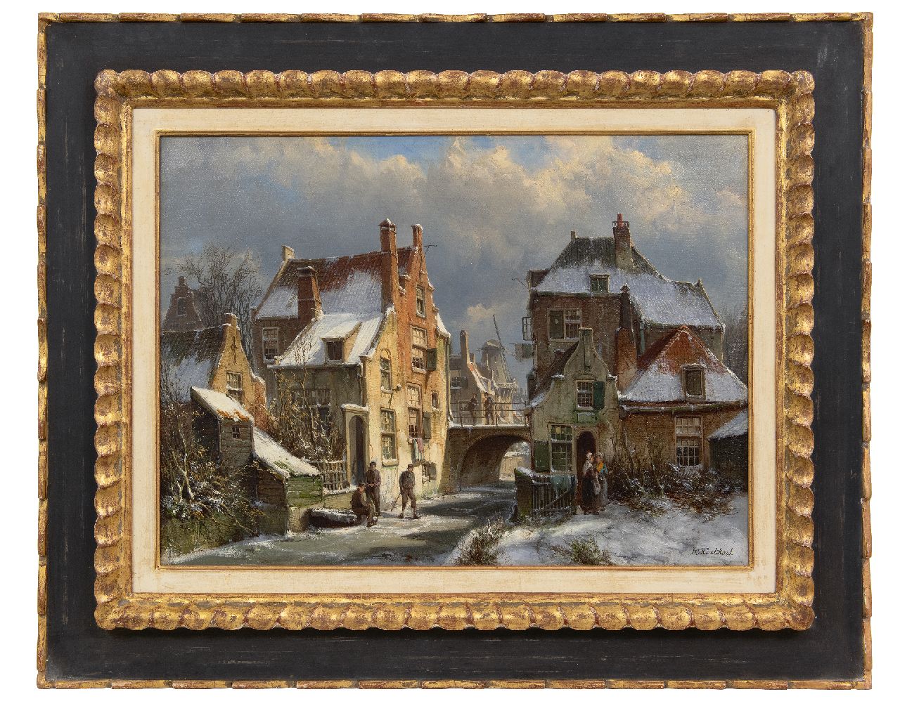 Koekkoek W.  | Willem Koekkoek | Schilderijen te koop aangeboden | Hollands stadsgezicht in de winter, olieverf op doek 44,3 x 60,4 cm, gesigneerd rechtsonder