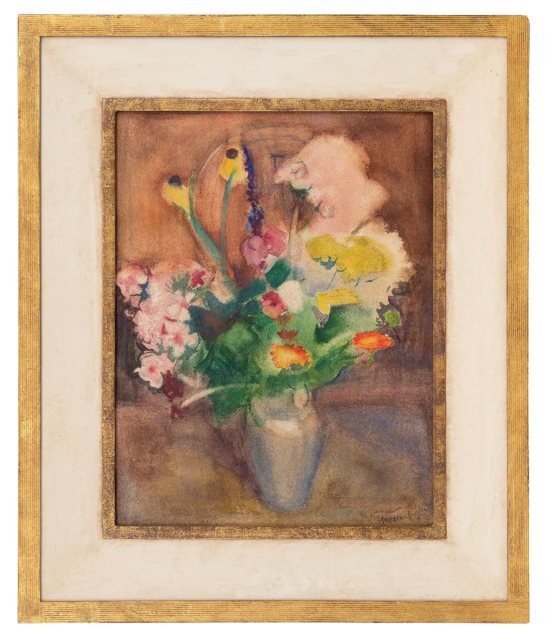 Kuijten H.J.  | Henricus Johannes 'Harrie' Kuijten | Aquarellen en tekeningen te koop aangeboden | Zomerbloemen, aquarel op papier 55,5 x 42,4 cm, gesigneerd rechtsonder