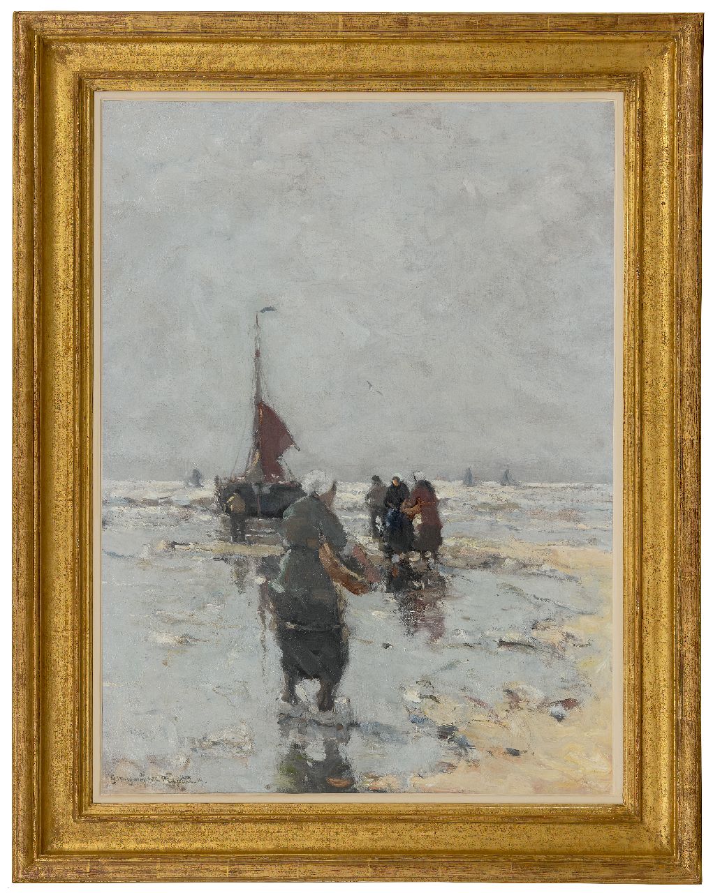 Munthe G.A.L.  | Gerhard Arij Ludwig 'Morgenstjerne' Munthe | Schilderijen te koop aangeboden | Vissersvrouwen aan het strand, Katwijk, olieverf op doek 77,3 x 57,2 cm, gesigneerd linksonder en gedateerd '19