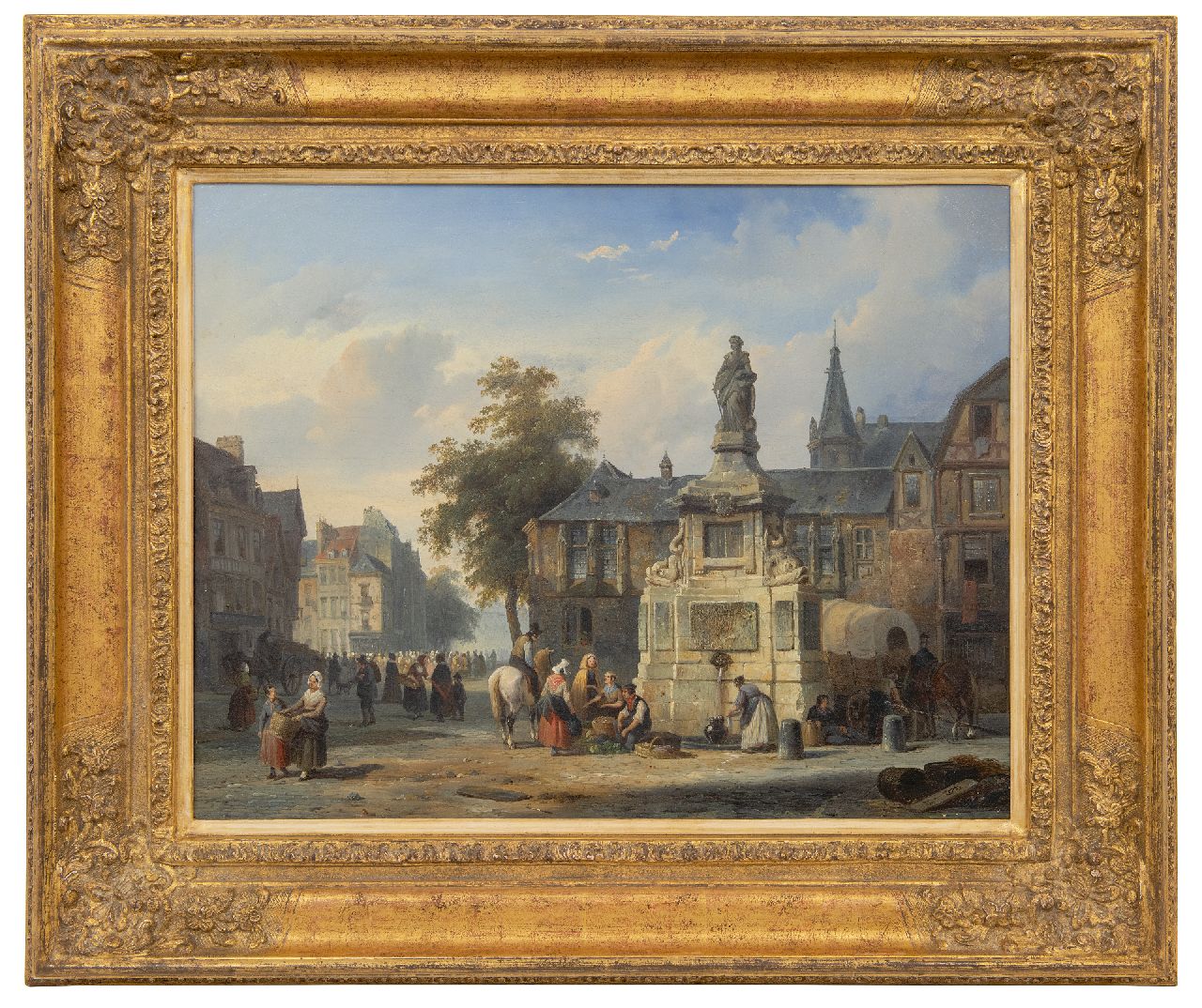 Springer C.  | Cornelis Springer | Schilderijen te koop aangeboden | Gezicht op de waterpomp met het standbeeld van Jeanne d'Arc op de Place de la Pucelle, Rouen, olieverf op doek 41,6 x 53,6 cm, gesigneerd rechtsonder met monogram en gedateerd '45 Springer C.  | Cornelis Springer | Schilderijen te koop aangeboden | Gezicht op de waterpomp met het standbeeld van Jeanne d'Arc op de Place de la Pucelle, Rouen, olieverf op doek 41,6 x 53,6 cm, gesigneerd rechtsonder met monogram en gedateerd '45