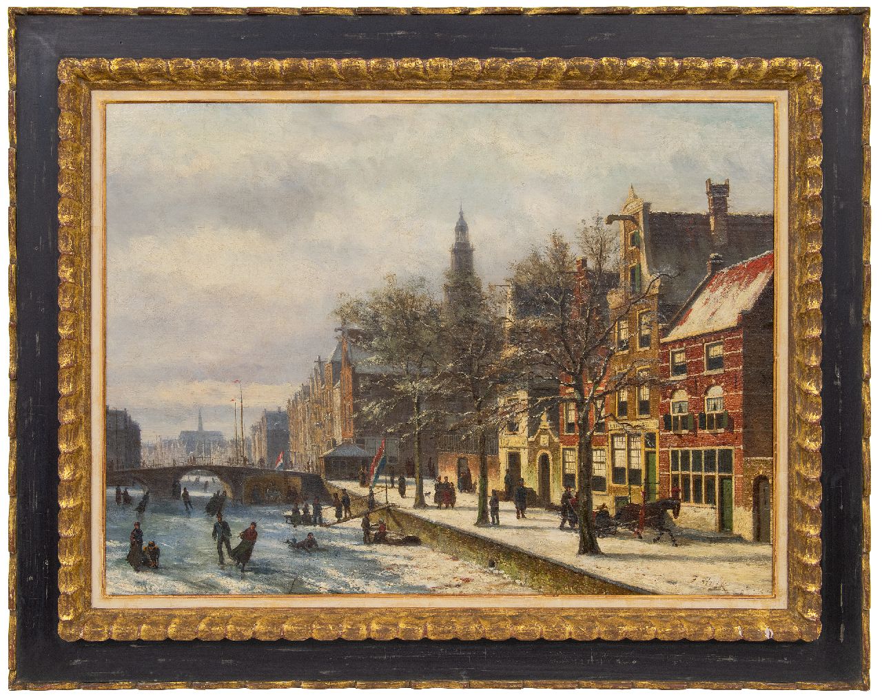 Hulk sr. J.F.  | Johannes Frederik Hulk sr. | Schilderijen te koop aangeboden | Haarlem in de winter, olieverf op doek 58,2 x 80,6 cm, gesigneerd rechtsonder