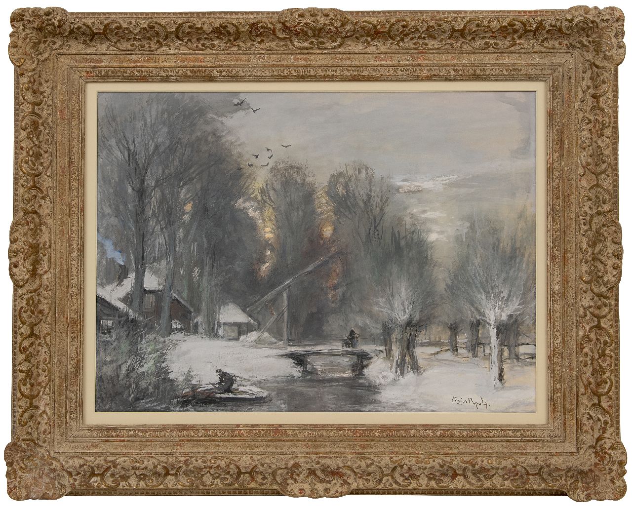 Apol L.F.H.  | Lodewijk Franciscus Hendrik 'Louis' Apol | Aquarellen en tekeningen te koop aangeboden | Besneeuwd landschap, gouache op papier 48,0 x 63,0 cm, gesigneerd rechtsonder