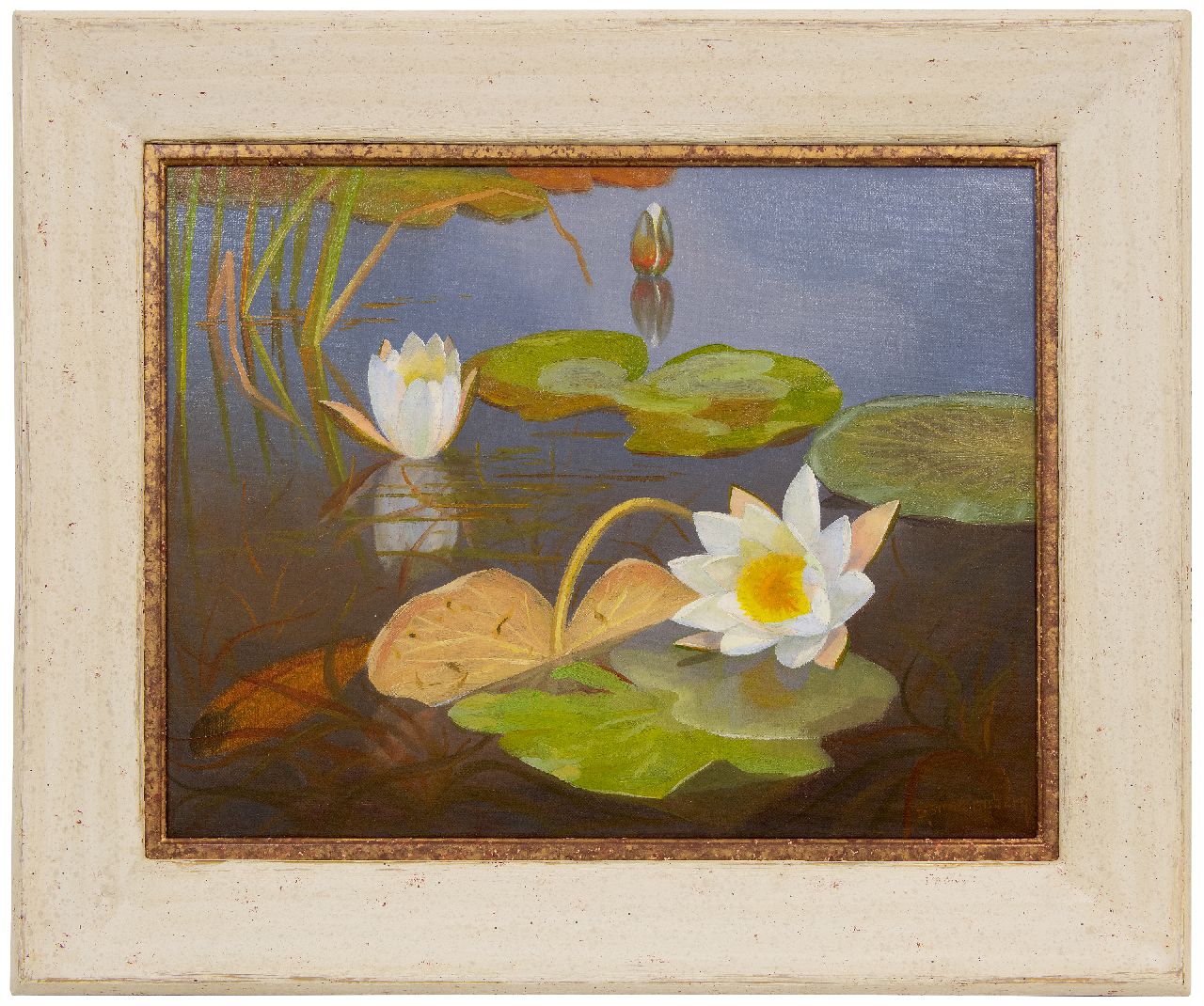 Smorenberg D.  | Dirk Smorenberg | Schilderijen te koop aangeboden | Waterlelies, olieverf op doek 39,2 x 51,2 cm, gesigneerd rechtsonder