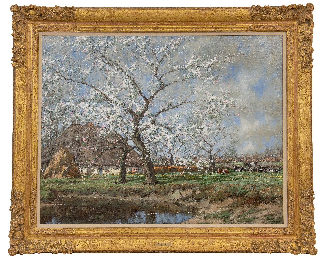 Gorter A.M.  | 'Arnold' Marc Gorter | Schilderijen te koop aangeboden | Appelbloesem bij boerderij, olieverf op doek 75,6 x 96,3 cm, gesigneerd rechtsonder Gorter A.M.  | 'Arnold' Marc Gorter | Schilderijen te koop aangeboden | Appelbloesem bij boerderij, olieverf op doek 75,6 x 96,3 cm, gesigneerd rechtsonder