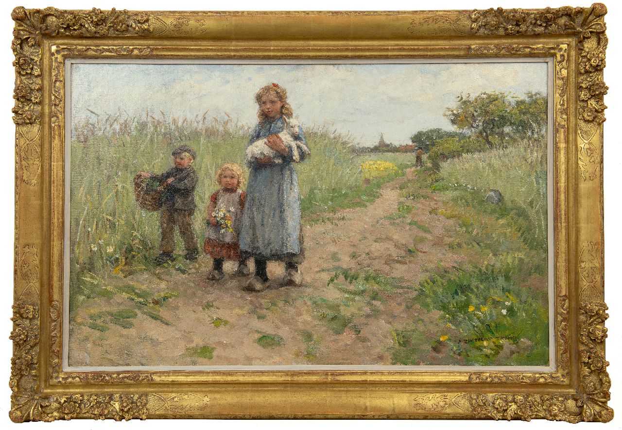 Zoetelief Tromp J.  | Johannes 'Jan' Zoetelief Tromp | Schilderijen te koop aangeboden | Wandelende kinderen met lammetje bij Blaricum, olieverf op doek 63,5 x 99,3 cm, gesigneerd rechtsonder Zoetelief Tromp J.  | Johannes 'Jan' Zoetelief Tromp | Schilderijen te koop aangeboden | Wandelende kinderen met lammetje bij Blaricum, olieverf op doek 63,5 x 99,3 cm, gesigneerd rechtsonder