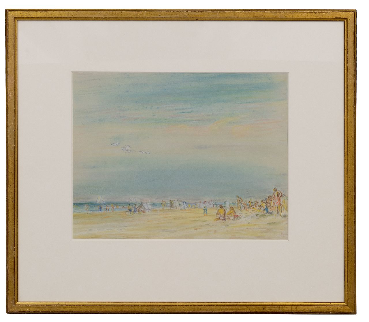 Gestel L.  | Leendert 'Leo' Gestel | Aquarellen en tekeningen te koop aangeboden | Strandgezicht Zandvoort, pastel op papier 23,7 x 30,0 cm