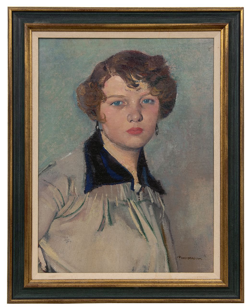 Hem P. van der | Pieter 'Piet' van der Hem | Schilderijen te koop aangeboden | Portret van een jonge vrouw, olieverf op doek 60,4 x 45,9 cm, gesigneerd rechtsonder Hem P. van der | Pieter 'Piet' van der Hem | Schilderijen te koop aangeboden | Portret van een jonge vrouw, olieverf op doek 60,4 x 45,9 cm, gesigneerd rechtsonder