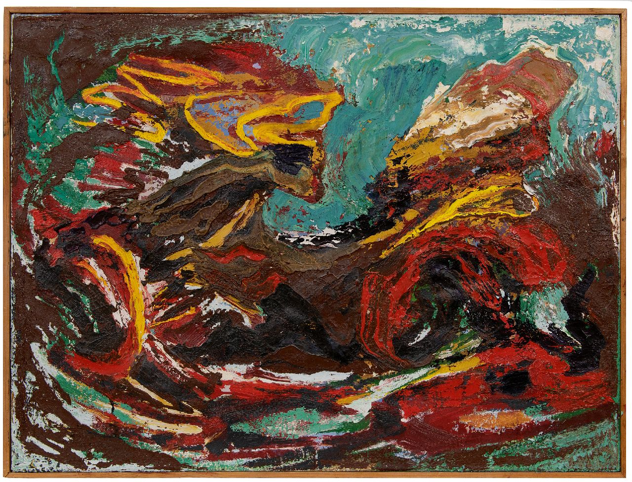 Hunziker F.  | Frieda Hunziker, Golf, olieverf op doek 75,2 x 100,2 cm, gesigneerd verso met initialen en te dateren ca. 1964